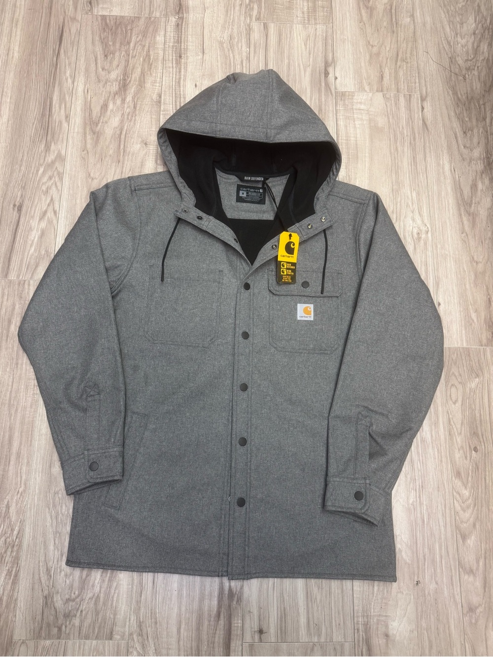 Carhartt Rain Defender Relaxed-Fit Gray Heavyweight Hooded Shirt Jac